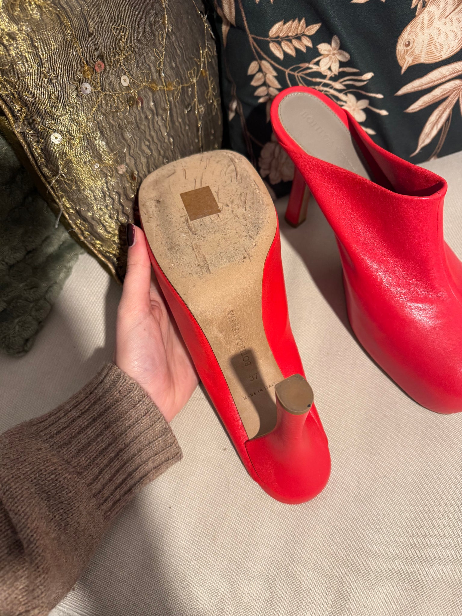 Bottega Veneta red shoes