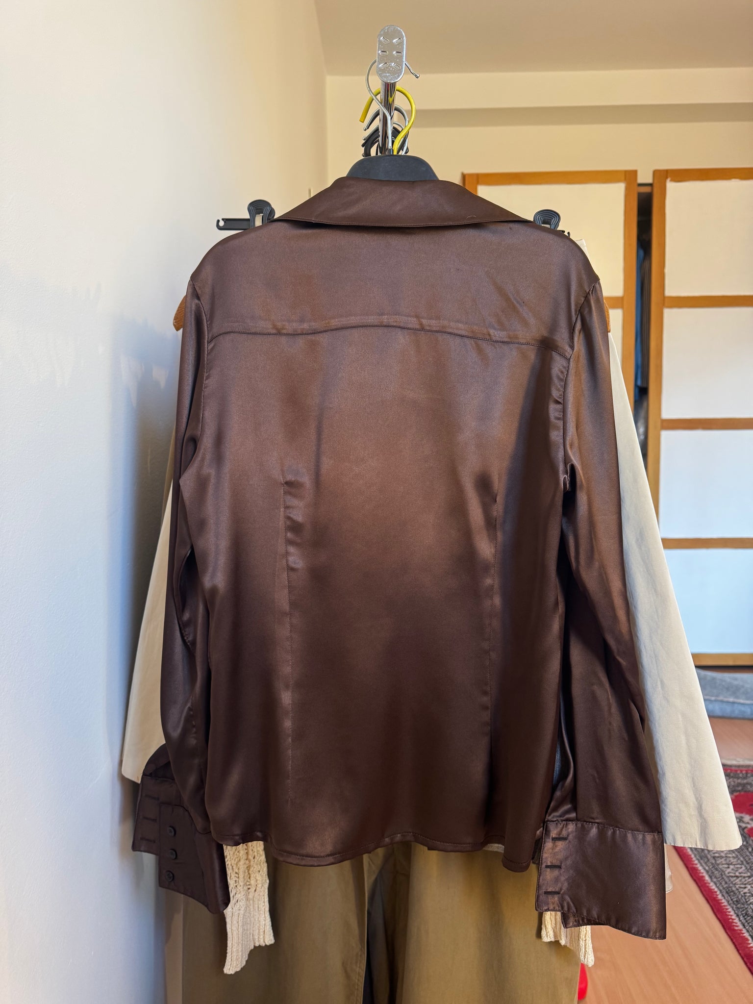 SATIN CHOCOLATE BROWN SHIRT